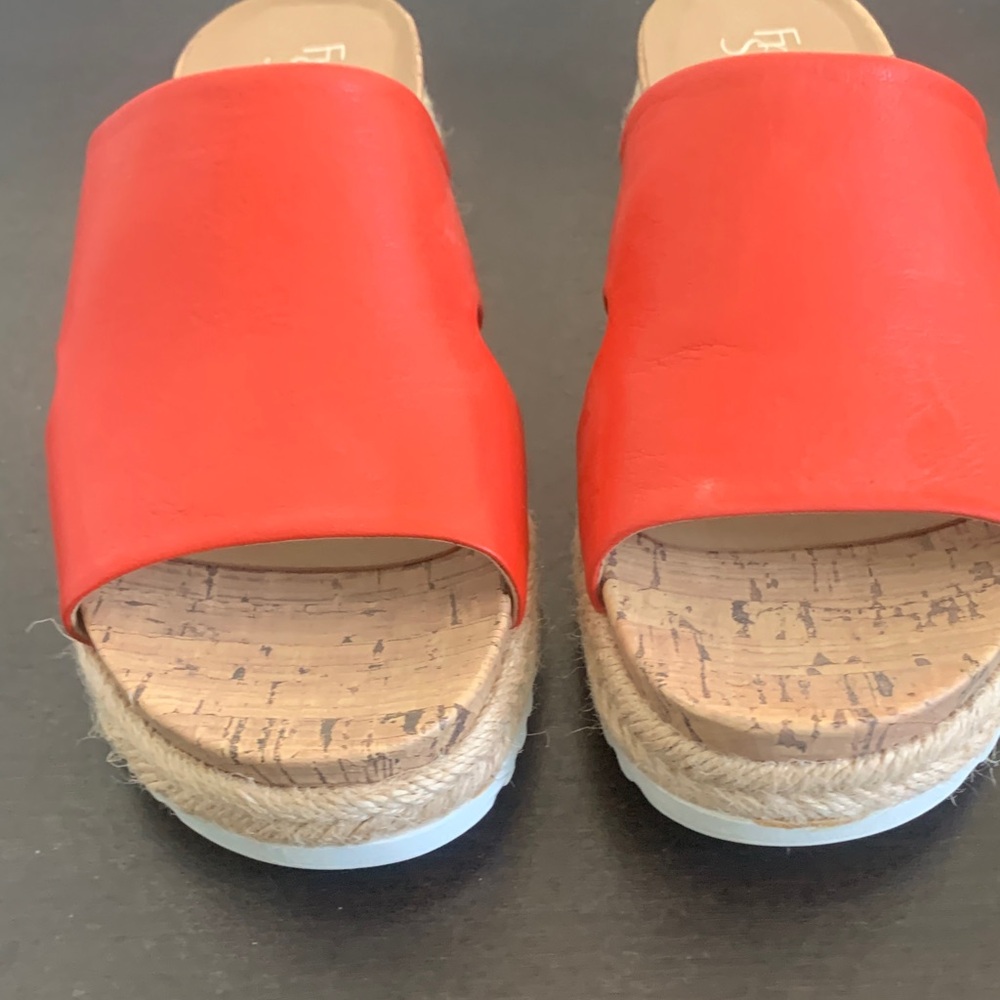 Franco Sarto orange Leather Slide Espadrille Sandals - Picture 4 of 8